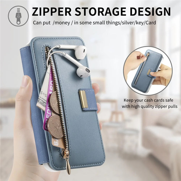 For Samsung Galaxy S26 Ultra Case RFID Blocking Detachable Magnetic Leather Phone Cover with Ring Holder - Blue - 6