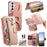 For Samsung Galaxy S26+ Case RFID Blocking Detachable Magnetic Leather Phone Cover with Ring Holder - Pink - 1