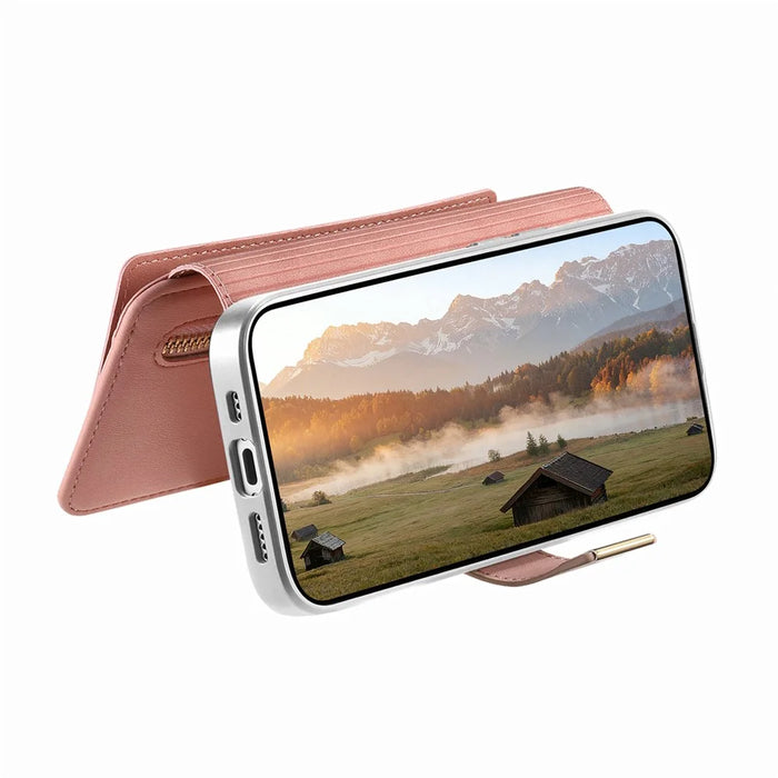 For Samsung Galaxy S26+ Case RFID Blocking Detachable Magnetic Leather Phone Cover with Ring Holder - Pink - 2