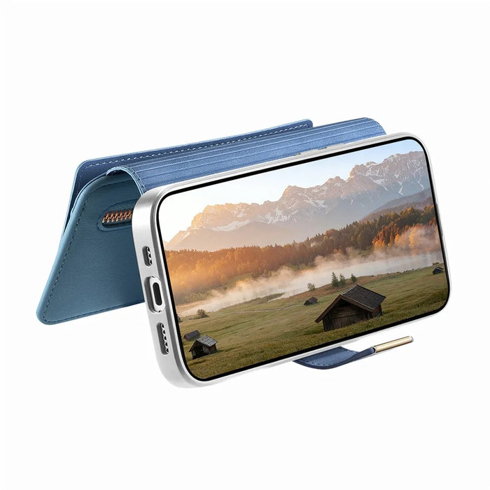 For Samsung Galaxy A37 5G Case RFID Blocking Detachable Magnetic Leather Phone Cover with Ring Holder - Blue - 2