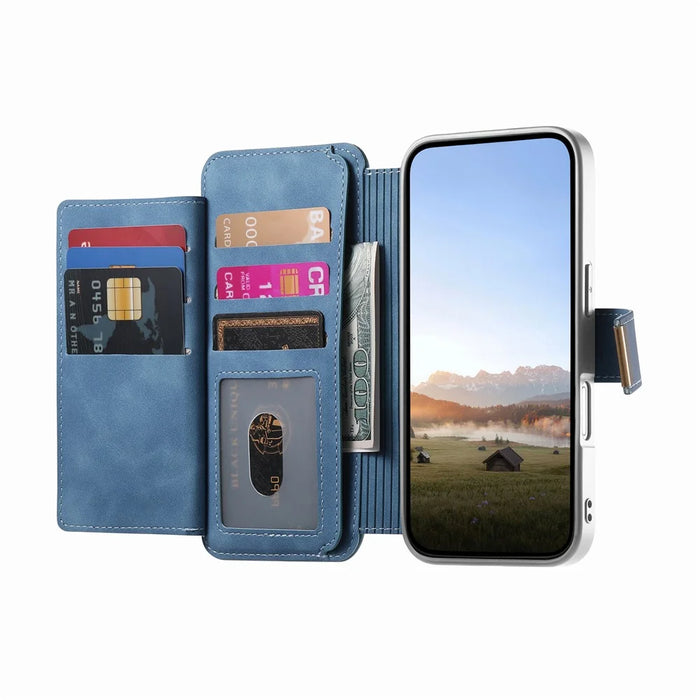 For Samsung Galaxy A37 5G Case RFID Blocking Detachable Magnetic Leather Phone Cover with Ring Holder - Blue - 3