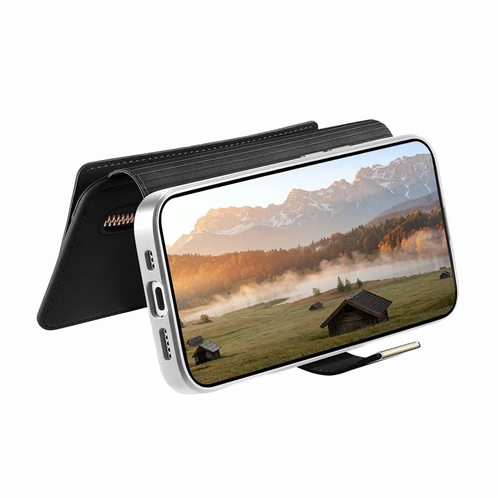 For Samsung Galaxy A18 5G / A18 4G / A17 5G / A17 4G Case RFID Blocking Detachable Magnetic Leather Phone Cover with Ring Holder - Black - 2