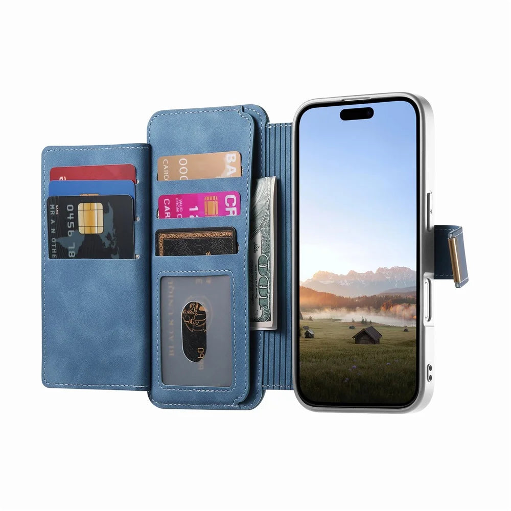 For Samsung Galaxy A08 5G / A08 4G / A07 5G / A07 4G Case RFID Blocking Detachable Magnetic Leather Phone Cover with Ring Holder - Blue - 3