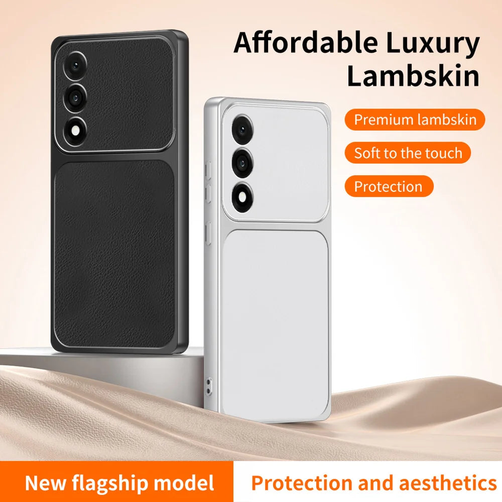 WANLONFENG for OnePlus Nord 5 5G / OnePlus Ace 5 Ultra 5G XYP Series Case Lambskin Texture PC TPU Precise Cutouts Phone Cover with 2Pcs Tempered Glass Film - Black - 2