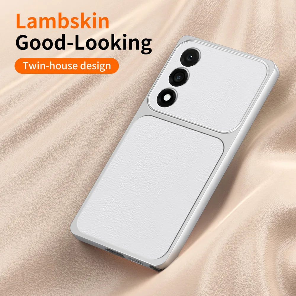 WANLONFENG for OnePlus Nord 5 5G / OnePlus Ace 5 Ultra 5G XYP Series Case Lambskin Texture PC TPU Precise Cutouts Phone Cover with 2Pcs Tempered Glass Film - Black - 3