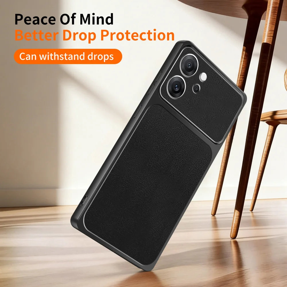 WANLONFENG for Oppo Reno14 F 5G XYP Series Case Lambskin Texture PC TPU Precise Cutouts Phone Cover with 2Pcs Tempered Glass Film - Black - 6