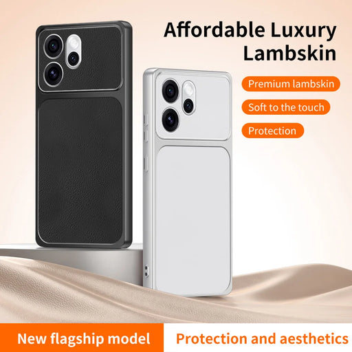 WANLONFENG for Oppo Reno15 5G (China) / Oppo Reno15 Pro 5G (Global) XYP Series Case Lambskin Texture PC TPU Precise Cutouts Phone Cover with 2Pcs Tempered Glass Film - Black - 2