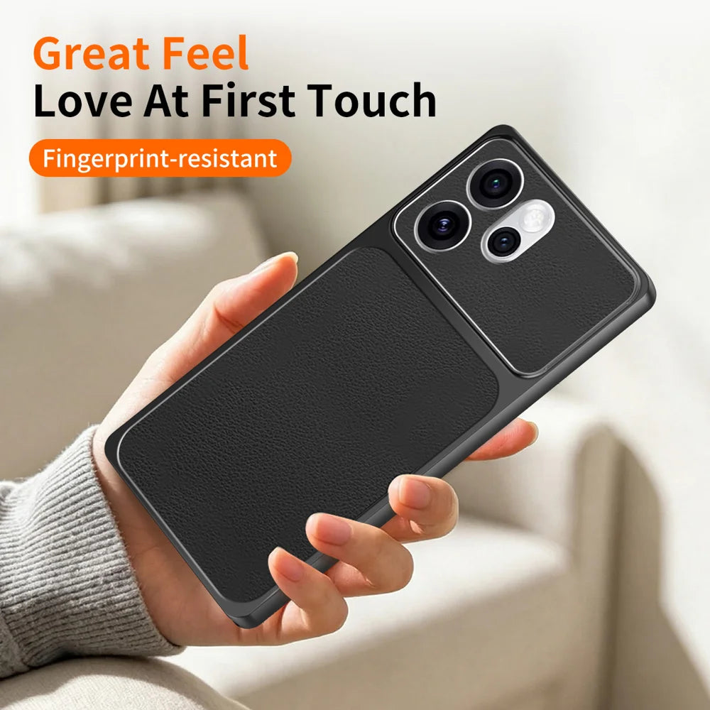 WANLONFENG for Oppo Reno15 5G (China) / Oppo Reno15 Pro 5G (Global) XYP Series Case Lambskin Texture PC TPU Precise Cutouts Phone Cover with 2Pcs Tempered Glass Film - Black - 4