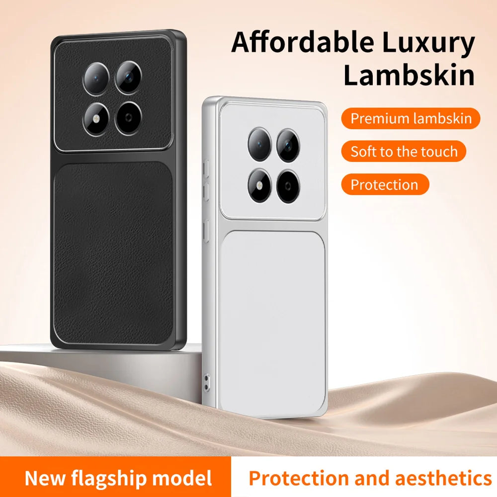 WANLONFENG for Xiaomi Poco M8 Pro 5G / Xiaomi Redmi Note 15 Pro+ 5G (Global) XYP Series Case Lambskin Texture PC TPU Precise Cutouts Phone Cover with 2Pcs Tempered Glass Film - Black - 2