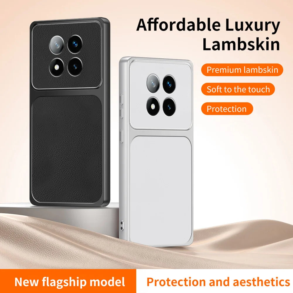 WANLONFENG for Xiaomi Poco X7 5G / Xiaomi Redmi Note 14 Pro 5G XYP Series Case Lambskin Texture PC TPU Precise Cutouts Phone Cover with 2Pcs Tempered Glass Film - Black - 2