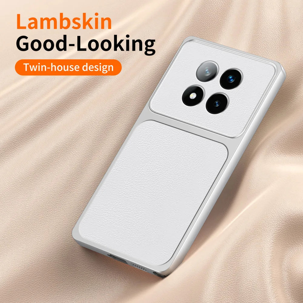WANLONFENG for Xiaomi Poco X7 5G / Xiaomi Redmi Note 14 Pro 5G XYP Series Case Lambskin Texture PC TPU Precise Cutouts Phone Cover with 2Pcs Tempered Glass Film - Black - 3