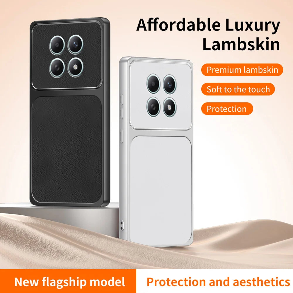 WANLONFENG for Xiaomi Redmi Note 15 Pro 5G (Global) XYP Series Case Lambskin Texture PC TPU Precise Cutouts Phone Cover with 2Pcs Tempered Glass Film - Black - 2