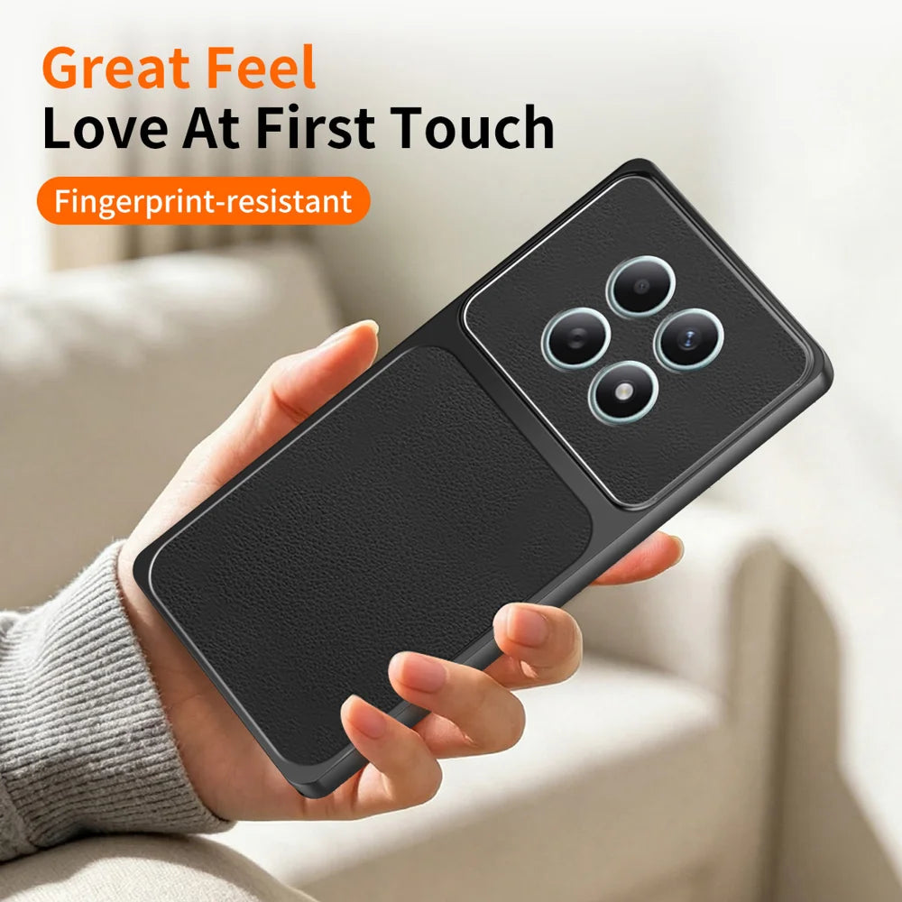 WANLONFENG for Xiaomi Redmi Note 15 Pro 5G (Global) XYP Series Case Lambskin Texture PC TPU Precise Cutouts Phone Cover with 2Pcs Tempered Glass Film - Black - 4