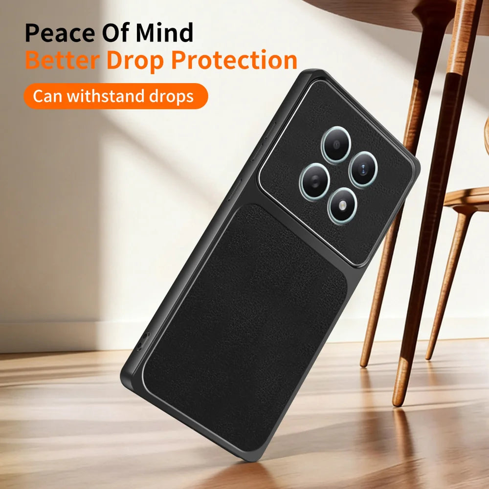 WANLONFENG for Xiaomi Redmi Note 15 Pro 5G (Global) XYP Series Case Lambskin Texture PC TPU Precise Cutouts Phone Cover with 2Pcs Tempered Glass Film - Black - 6