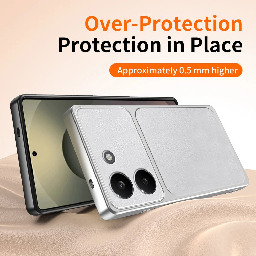 WANLONFENG for Xiaomi Redmi Turbo 5 5G XYP Series Case Lambskin Texture PC TPU Precise Cutouts Phone Cover with 2Pcs Tempered Glass Film - Black - 5
