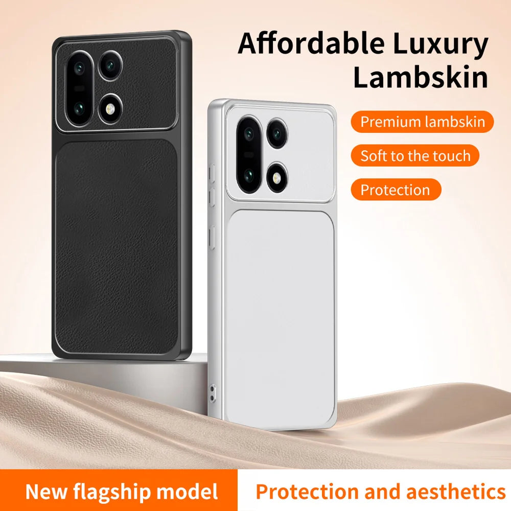 WANLONFENG for OnePlus 15 5G XYP Series Case Lambskin Texture PC TPU Precise Cutouts Phone Cover with 2Pcs Tempered Glass Film - Black - 2