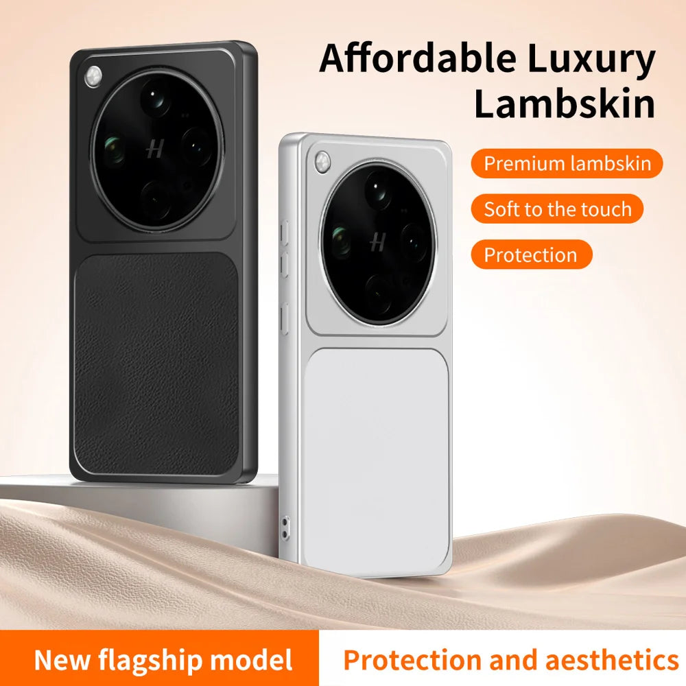 WANLONFENG for Oppo Find X9 Ultra 5G XYP Series Case Lambskin Texture Shockproof PC TPU Hybrid Protective Cover with 2Pcs Tempered Glass Film -  Black - 2