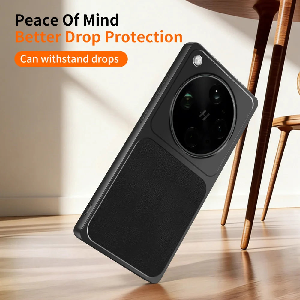 WANLONFENG for Oppo Find X9 Ultra 5G XYP Series Case Lambskin Texture Shockproof PC TPU Hybrid Protective Cover with 2Pcs Tempered Glass Film -  Black - 6