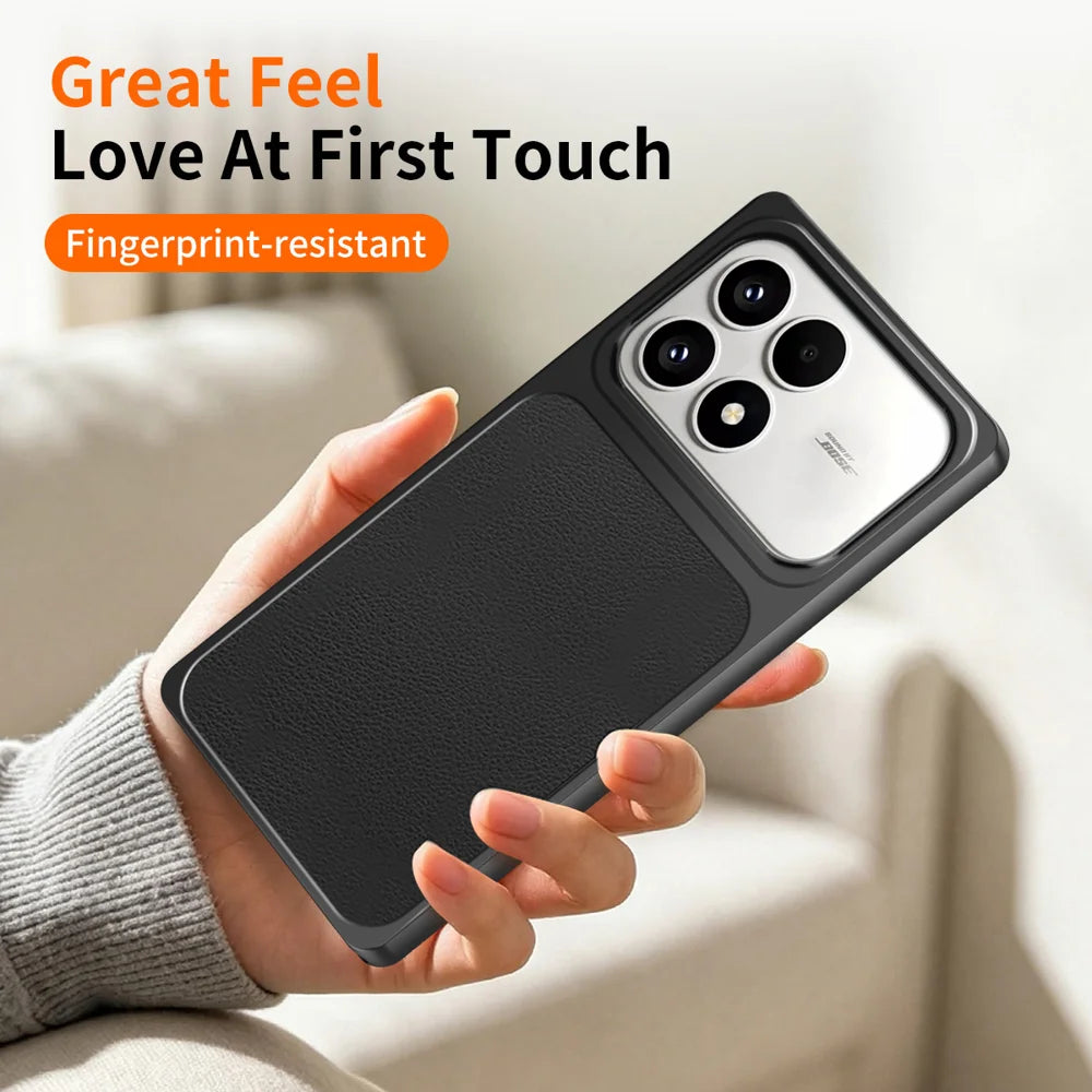 WANLONFENG for Xiaomi Poco F8 Pro 5G / Xiaomi Redmi K90 5G XYP Series Case Lambskin Texture Shockproof PC TPU Hybrid Protective Cover with 2Pcs Tempered Glass Film -  Black - 4
