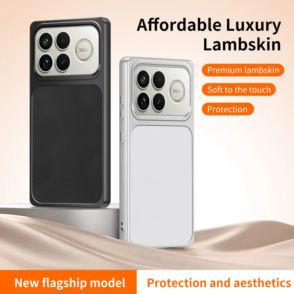 WANLONFENG for Xiaomi Poco F8 Ultra / Xiaomi Redmi K90 Pro Max 5G XYP Series Case Lambskin Texture Shockproof PC TPU Hybrid Protective Cover with 2Pcs Tempered Glass Film -  Black - 2