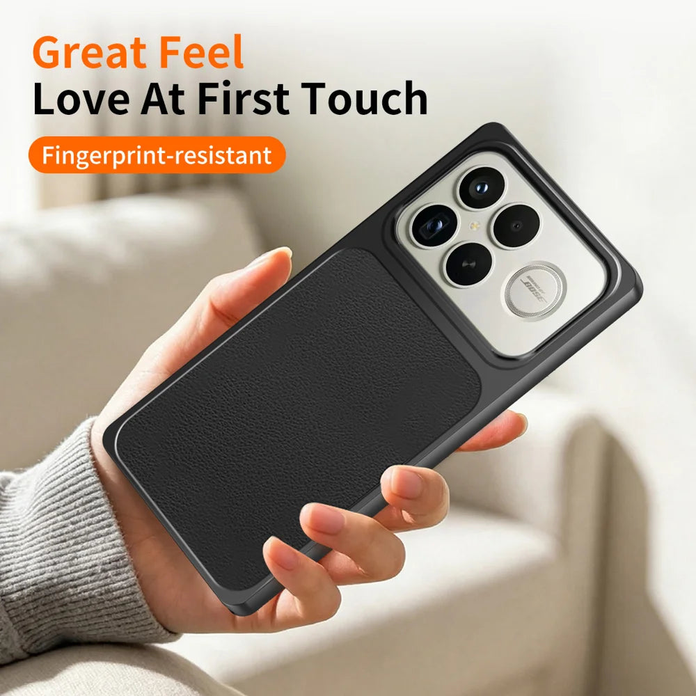 WANLONFENG for Xiaomi Poco F8 Ultra / Xiaomi Redmi K90 Pro Max 5G XYP Series Case Lambskin Texture Shockproof PC TPU Hybrid Protective Cover with 2Pcs Tempered Glass Film -  Black - 4