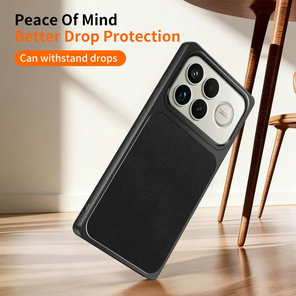WANLONFENG for Xiaomi Poco F8 Ultra / Xiaomi Redmi K90 Pro Max 5G XYP Series Case Lambskin Texture Shockproof PC TPU Hybrid Protective Cover with 2Pcs Tempered Glass Film -  Black - 6