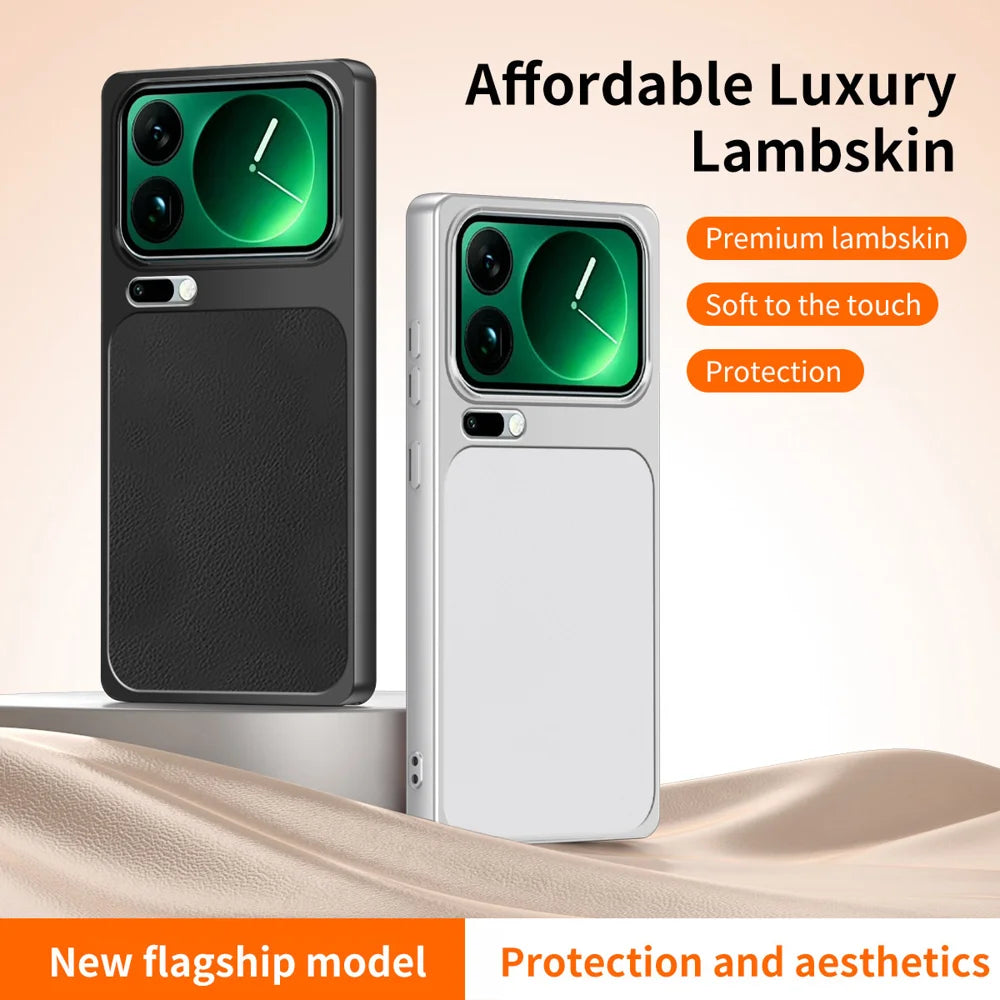WANLONFENG for Xiaomi 17 Pro Max XYP Series Case Lambskin Texture Shockproof PC TPU Hybrid Protective Cover with 2Pcs Tempered Glass Film -  Black - 2