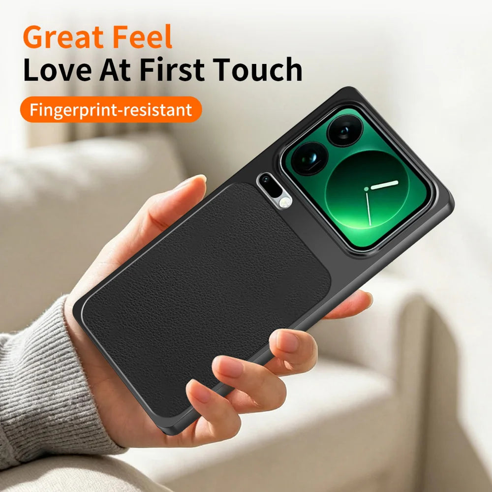 WANLONFENG for Xiaomi 17 Pro Max XYP Series Case Lambskin Texture Shockproof PC TPU Hybrid Protective Cover with 2Pcs Tempered Glass Film -  Black - 4