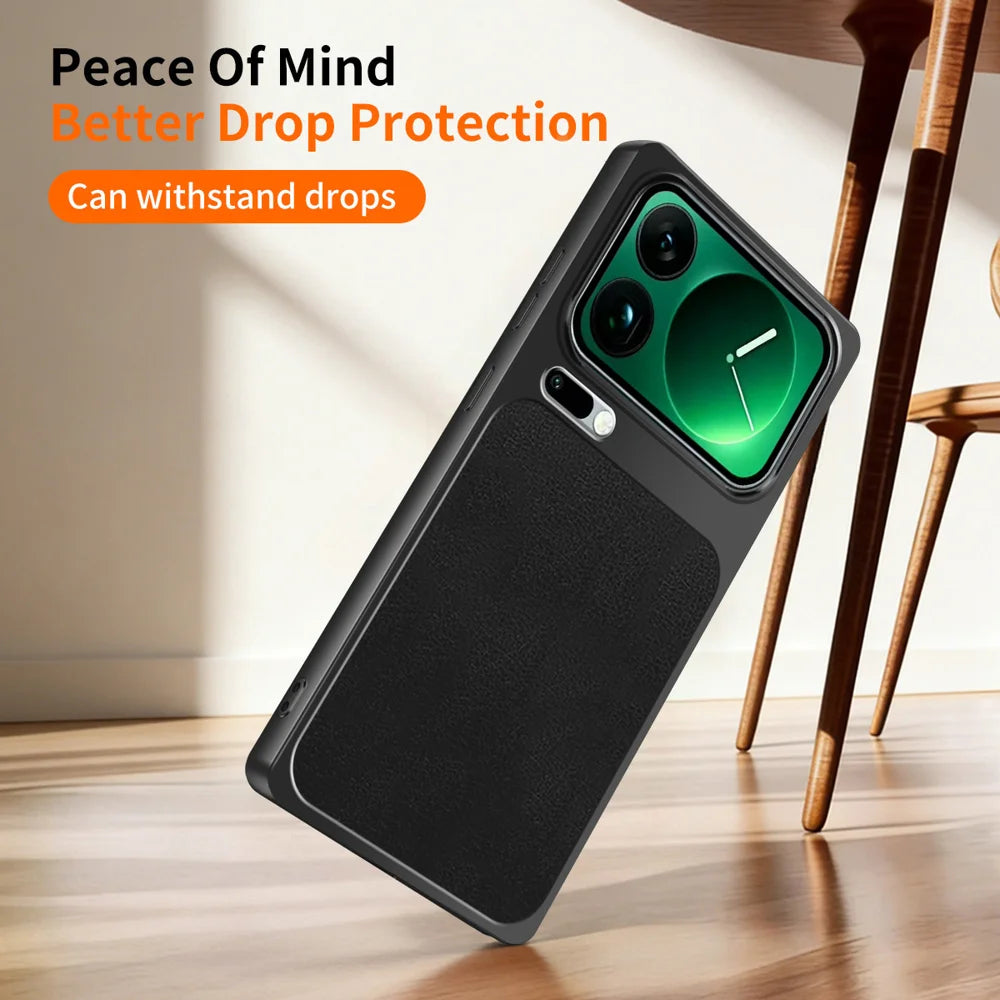 WANLONFENG for Xiaomi 17 Pro Max XYP Series Case Lambskin Texture Shockproof PC TPU Hybrid Protective Cover with 2Pcs Tempered Glass Film -  Black - 6