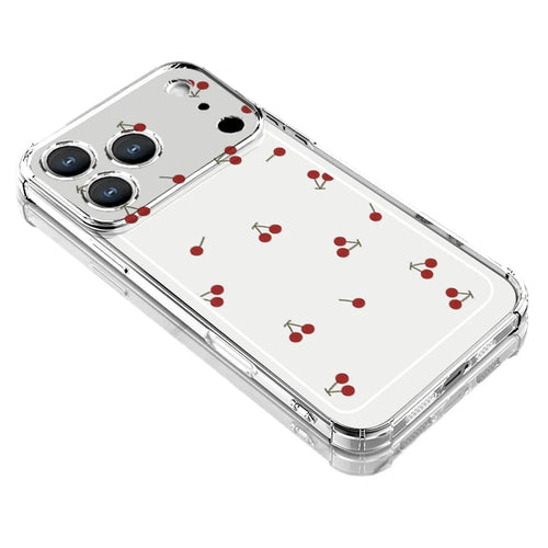 For iPhone 17 Pro Max Case Cherry Pattern Four Corner Protection Clear TPU Phone Cover - Cherry - 1