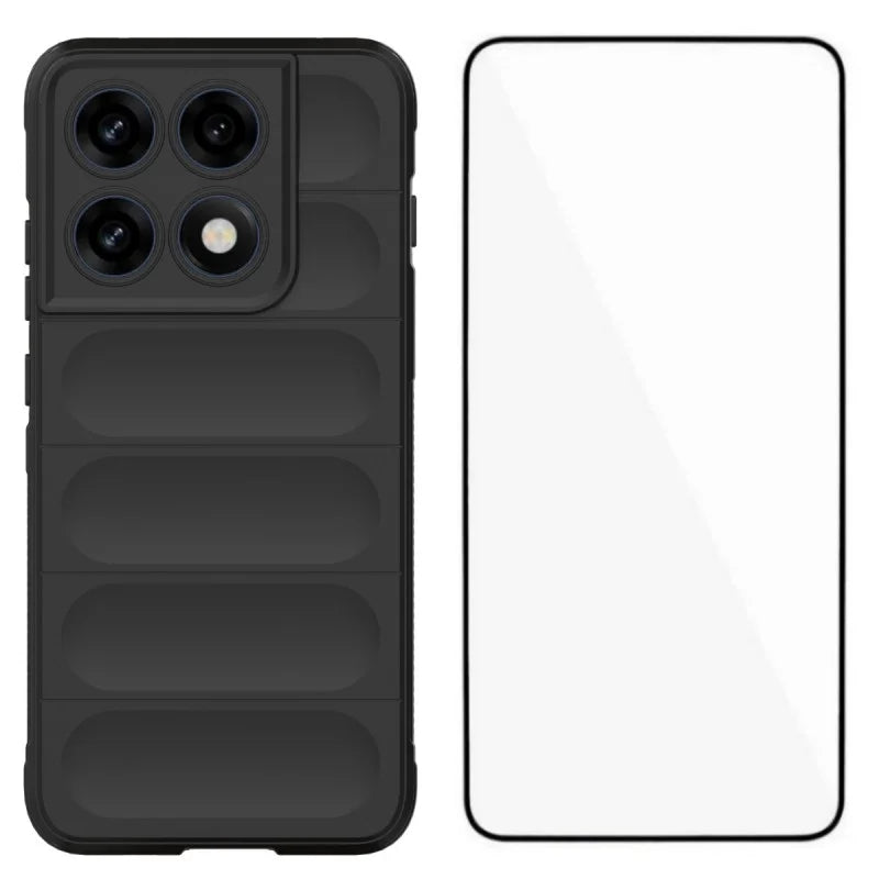 WANLONFENG for Motorola Edge 70 Pro 5G TPU Case  HD Series Anti Slip Phone Cover with Tempered Glass - Black - 1
