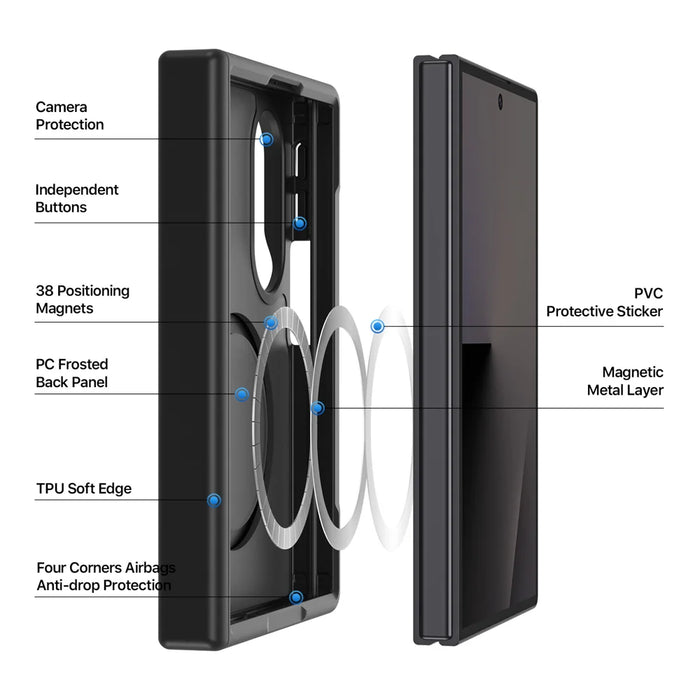 DUX DUCIS for Samsung Galaxy Z Fold8 Magnetic Case  Yind Series PC+TPU Phone Cover - Black - 4