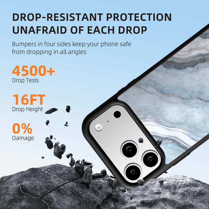 EYCASE for iPhone 17 Pro Magnetic Case Marble Pattern TPU + Acrylic Shockproof Phone Cover - Blue Gold Sand Marble Pattern - 4