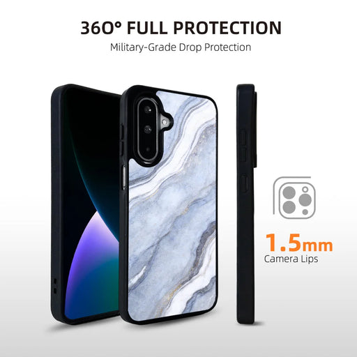 EYCASE for Samsung Galaxy A57 5G Magnetic Case Marble Pattern TPU + Acrylic Shockproof Phone Cover - Blue Gold Sand Marble Pattern - 2
