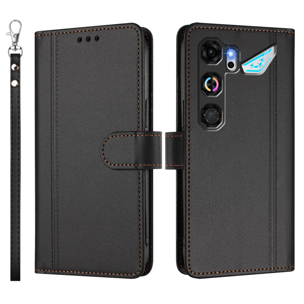 For ZTE nubia Neo 5 GT 5G Case 9 Card Slots PU Leather Flip Wallet Phone Cover with Hand Strap - Black - 2