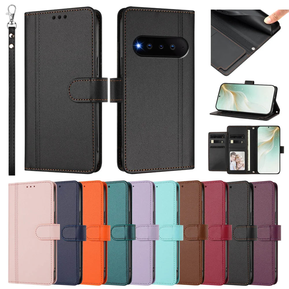 For Natural AI Phone Case 9 Card Slots PU Leather Flip Wallet Phone Cover with Hand Strap - Black - 4