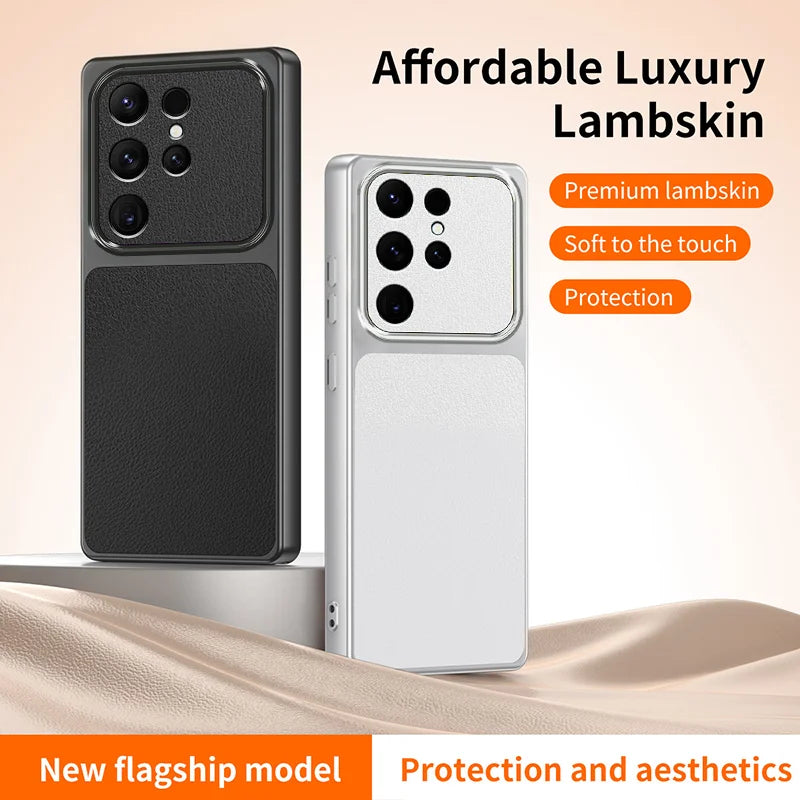 WANLONFENG for Samsung Galaxy S26 Ultra XYP Series Case Lambskin Texture PC TPU Precise Cutouts Phone Cover with 2Pcs Tempered Glass Film - Black - 2