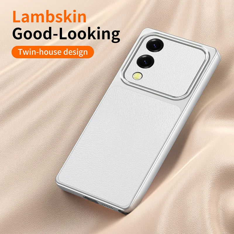 WANLONFENG for Samsung Galaxy S25 Edge XYP Series Case Lambskin Texture PC TPU Precise Cutouts Phone Cover with 2Pcs Tempered Glass Film - Black - 3