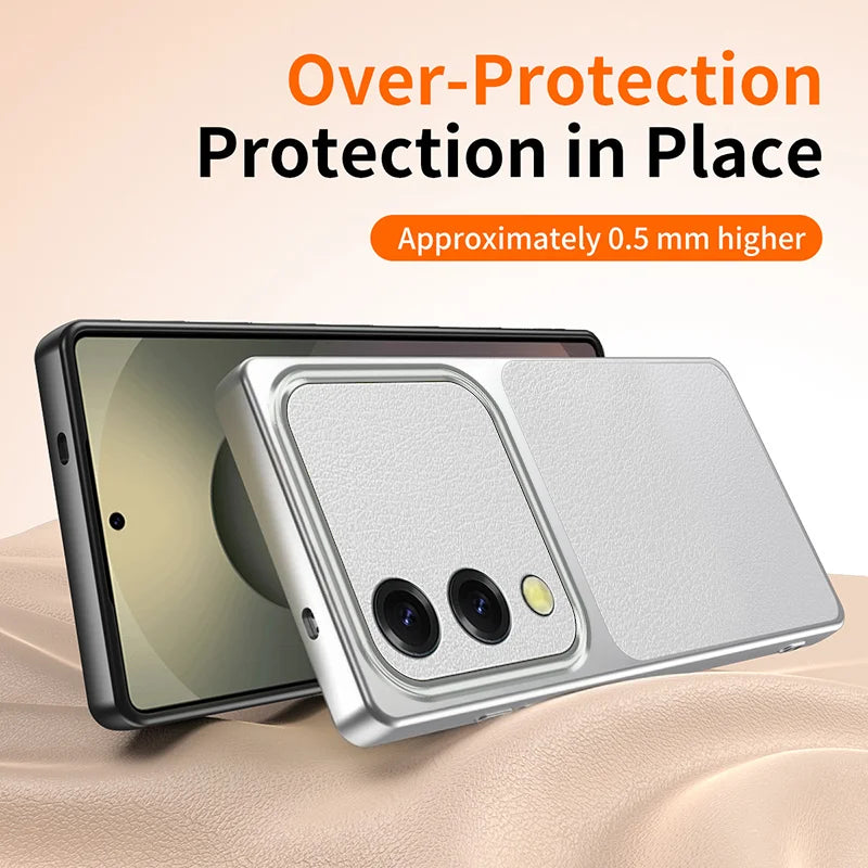 WANLONFENG for Samsung Galaxy S25 Edge XYP Series Case Lambskin Texture PC TPU Precise Cutouts Phone Cover with 2Pcs Tempered Glass Film - Black - 5