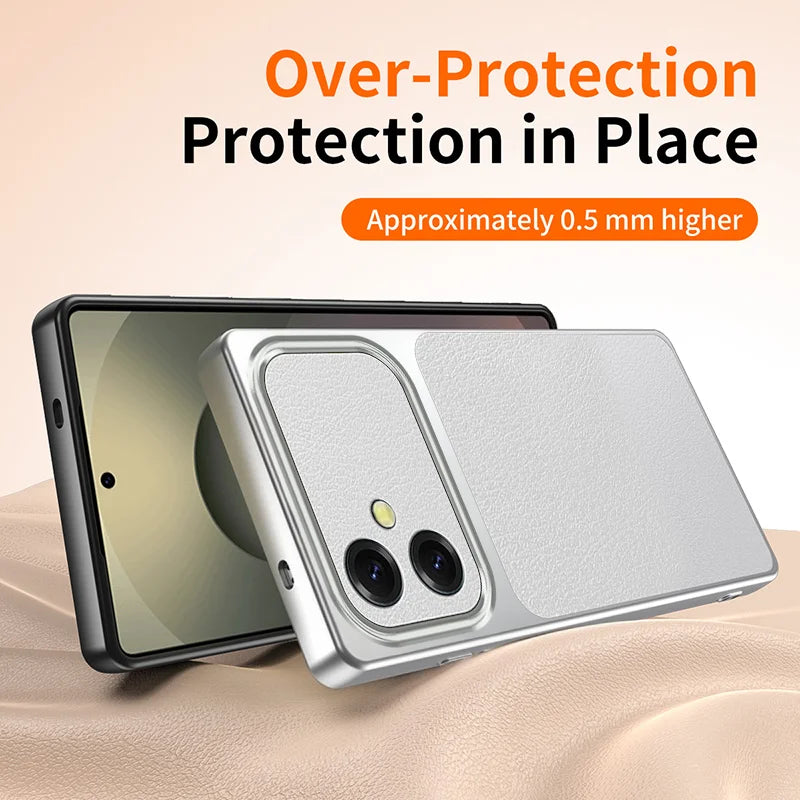 WANLONFENG for Samsung Galaxy A06 5G XYP Series Case Lambskin Texture PC TPU Precise Cutouts Phone Cover with 2Pcs Tempered Glass Film - Black - 5