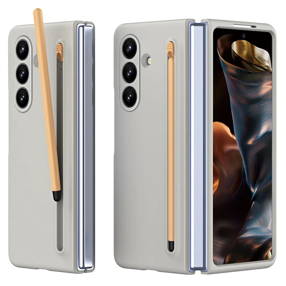 For Samsung Galaxy Z Fold8 Ultra Phone Case Hard PC Back Cover with Tempered Glass Film / Stylus - Light Grey - 1