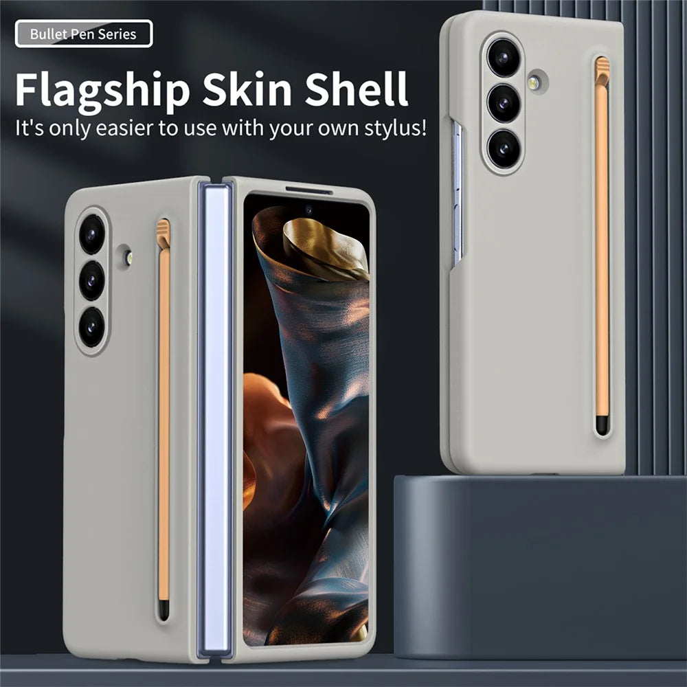 For Samsung Galaxy Z Fold8 Ultra Phone Case Hard PC Back Cover with Tempered Glass Film / Stylus - Light Grey - 4