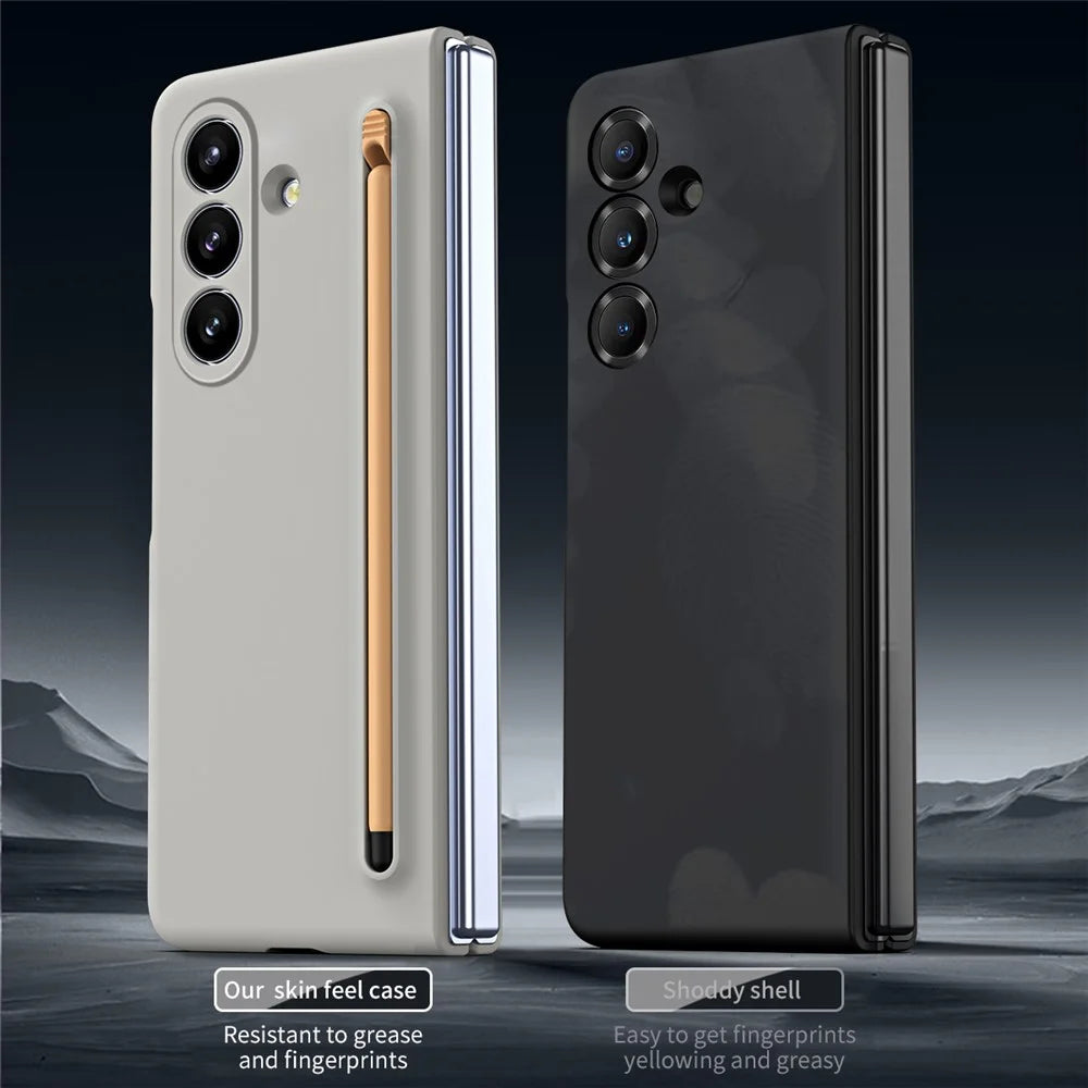 For Samsung Galaxy Z Fold8 Ultra Phone Case Hard PC Back Cover with Tempered Glass Film / Stylus - Light Grey - 5