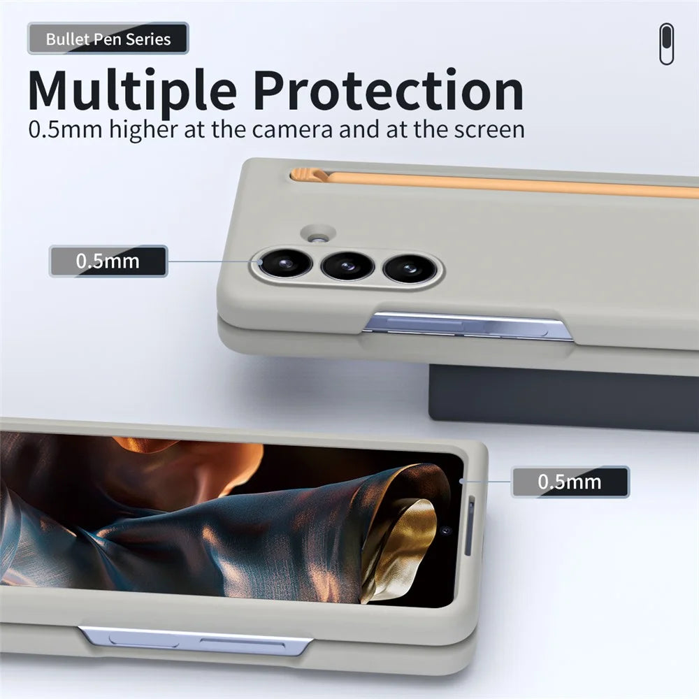 For Samsung Galaxy Z Fold8 Ultra Phone Case Hard PC Back Cover with Tempered Glass Film / Stylus - Light Grey - 7
