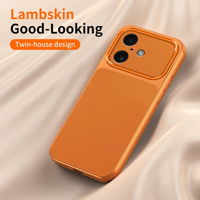 WANLONFENG for iPhone 17 XYP Series Case Lambskin Texture PC TPU Precise Cutouts Phone Cover with 2Pcs Tempered Glass Film - Black - 3