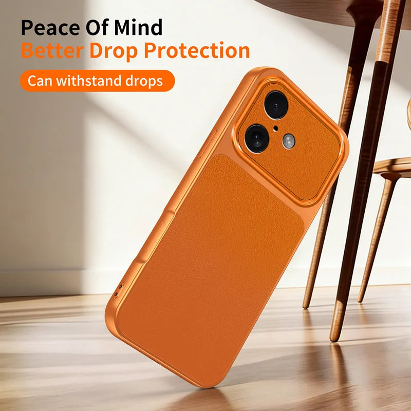 WANLONFENG for iPhone 17 XYP Series Case Lambskin Texture PC TPU Precise Cutouts Phone Cover with 2Pcs Tempered Glass Film - Black - 6