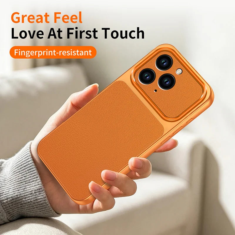 WANLONFENG for iPhone 16 Pro XYP Series Case Lambskin Texture PC TPU Precise Cutouts Phone Cover with 2Pcs Tempered Glass Film - Black - 4