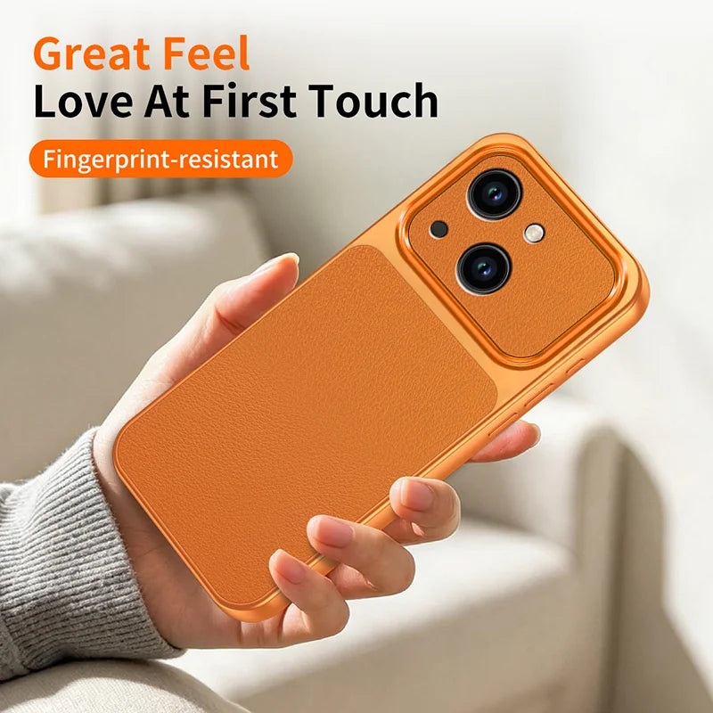 WANLONFENG for iPhone 15 XYP Series Case Lambskin Texture PC TPU Precise Cutouts Phone Cover with 2Pcs Tempered Glass Film - Black - 4