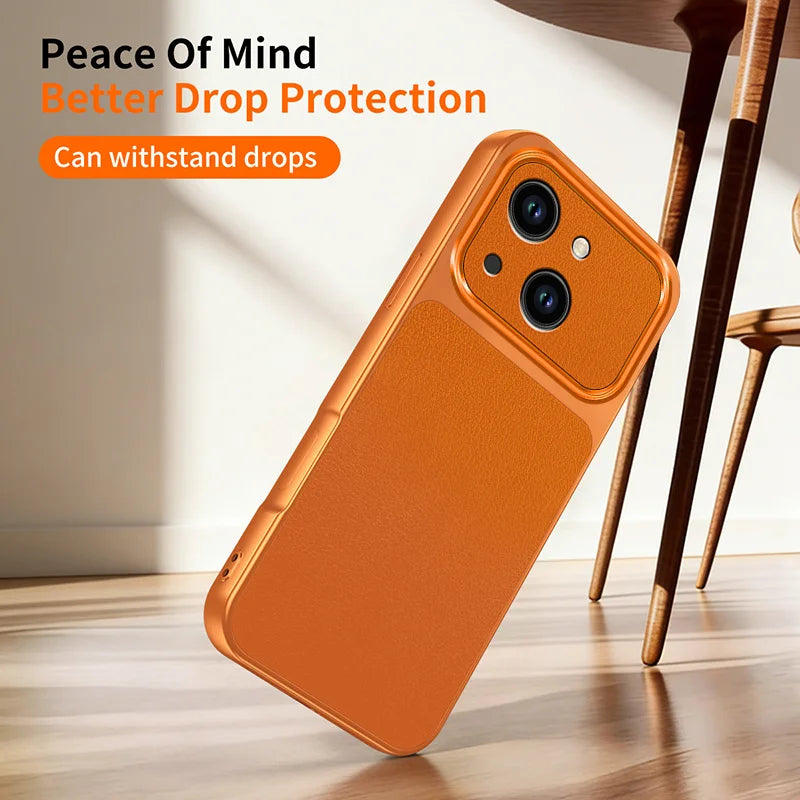 WANLONFENG for iPhone 15 XYP Series Case Lambskin Texture PC TPU Precise Cutouts Phone Cover with 2Pcs Tempered Glass Film - Black - 6