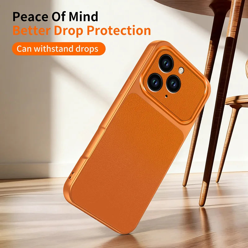 WANLONFENG for iPhone 15 Pro XYP Series Case Lambskin Texture PC TPU Precise Cutouts Phone Cover with 2Pcs Tempered Glass Film - Black - 6